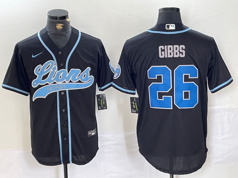 Men Detroit Lions 26 Gibbs Black Joint Name 2024 Nike Limited NFL Jersey style 1